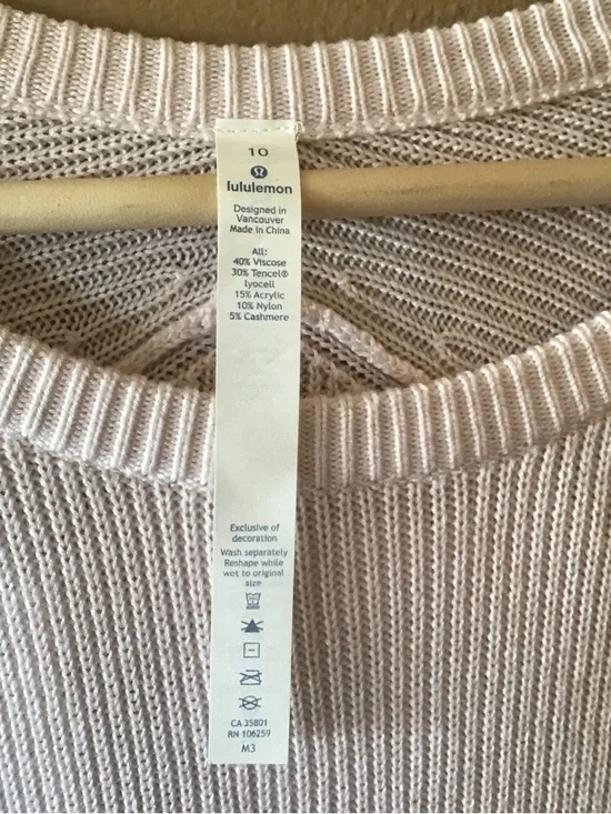 Lululemon Pink Ribbed Stretch Relaxed Fit Long Sweater (10) - Picture 6 of 6